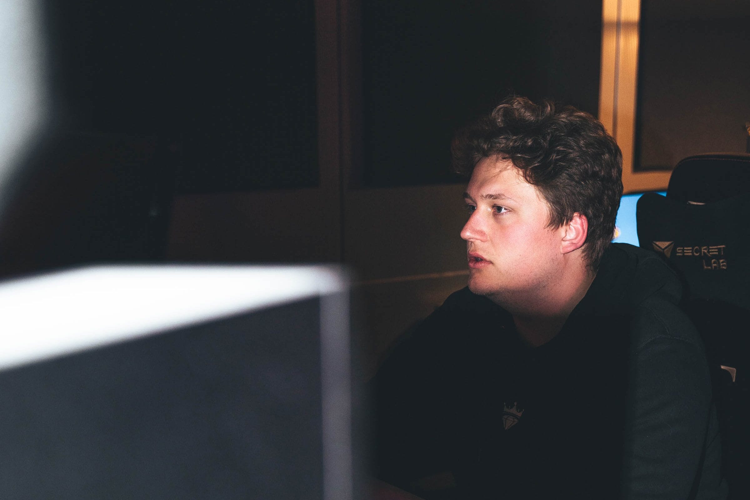 Punbeatz in the studio, lit by his monitor